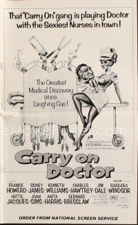 9h417 CARRY ON DOCTOR pressbook '72 sexiest English hospital nurses, wacky operation artwork!