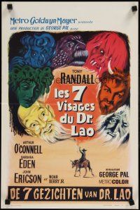 9j377 7 FACES OF DR. LAO Belgian '64 great art of Tony Randall's personalities by Detheux!