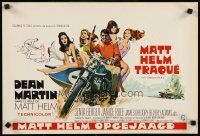 9j379 AMBUSHERS Belgian '67 art of Dean Martin as Matt Helm with sexy Slaygirls on motorcycle!