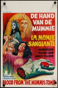 9j387 BLOOD FROM THE MUMMY'S TOMB Belgian '72 AIP, art of sexy women & severed hand!