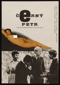 9j232 BLACK PETER Czech 11x16 '64 Milos Forman's Cerny Petr, adolescents under nude art!
