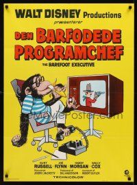 9j483 BAREFOOT EXECUTIVE Danish '71 Disney, Kurt Russell, art of wacky chimp gone bananas!