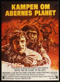 9j484 BATTLE FOR THE PLANET OF THE APES Danish '74 Wenzel art of war between apes & humans!