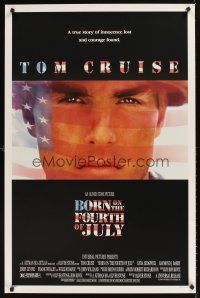 9k114 BORN ON THE FOURTH OF JULY DS 1sh '89 Oliver Stone, great patriotic image of Tom Cruise!