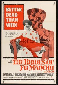 9k122 BRIDES OF FU MANCHU 1sh '66 Asian villain Christopher Lee, Better dead than wed!