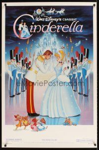 9k146 CINDERELLA 1sh R87 Walt Disney classic romantic cartoon, image of prince & mice!
