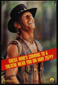 9k168 CROCODILE DUNDEE II teaser 1sh '88 cool different image of Paul Hogan laughing!