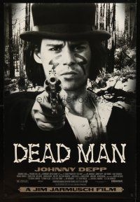 9k187 DEAD MAN DS 1sh '96 great image of Johnny Depp pointing gun, Jim Jarmusch weird western!