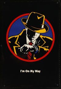 9k204 DICK TRACY teaser DS 1sh '90 cool artwork of Warren Beatty in title role, I'm on my way!