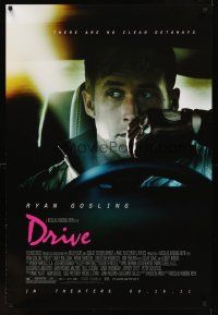 9k229 DRIVE advance 1sh '11 cool image of Ryan Gosling in car, There are no clean getaways!