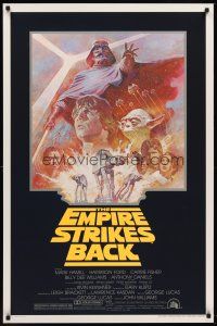 9k247 EMPIRE STRIKES BACK 1sh R81 George Lucas sci-fi classic, cool artwork by Tom Jung!