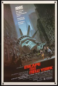 9k253 ESCAPE FROM NEW YORK 1sh '81 John Carpenter, art of decapitated Lady Liberty by Barry E. Jackson!