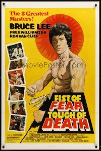9k282 FIST OF FEAR TOUCH OF DEATH 1sh '80 artwork of Bruce Lee, + Fred Williamson, Ron Van Clief!