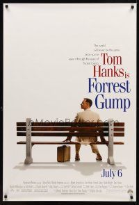 9k292 FORREST GUMP advance 1sh '94 Tom Hanks sits on bench, Robert Zemeckis classic!