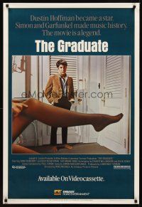 9k328 GRADUATE video 1sh R85 classic image of Dustin Hoffman & Anne Bancroft's sexy leg!