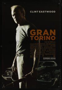 9k329 GRAN TORINO advance DS 1sh '08 great image of angry Clint Eastwood w/rifle & car!