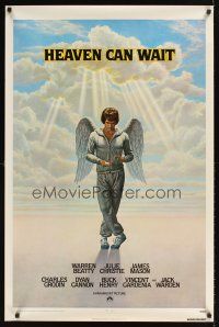 9k349 HEAVEN CAN WAIT int'l 1sh '78 art of angel Warren Beatty wearing sweats by Lettick, football!