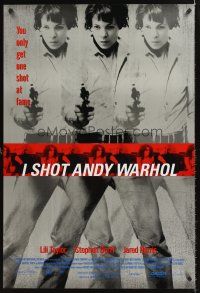 9k371 I SHOT ANDY WARHOL 1sh '96 cool multiple images of Lili Taylor pointing gun!