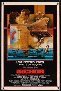 9k376 INCHON 1sh '82 Laurence Olivier, Jacqueline Bisset, Dan Long military art!