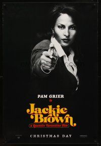 9k397 JACKIE BROWN teaser 1sh '97 Quentin Tarantino, cool image of Pam Grier with gun!