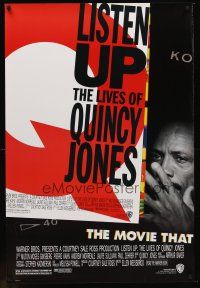 9k434 LISTEN UP: THE LIVES OF QUINCY JONES 1sh '90 great image of the jazz legend!
