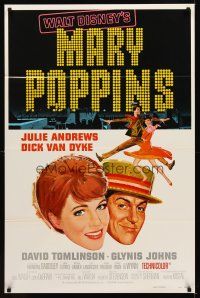 9k464 MARY POPPINS style A 1sh R80 Julie Andrews & Dick Van Dyke in Walt Disney's musical classic!