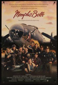 9k481 MEMPHIS BELLE 1sh '90 Matt Modine, Sean Astin, cool cast portrait by WWII B-17 bomber!