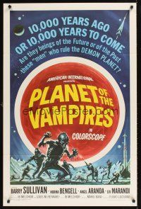 9k557 PLANET OF THE VAMPIRES 1sh '65 Mario Bava, beings of the future who rule the demon planet!