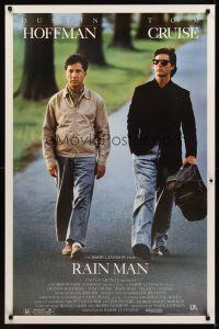 9k590 RAIN MAN 1sh '88 Tom Cruise & autistic Dustin Hoffman, directed by Barry Levinson!