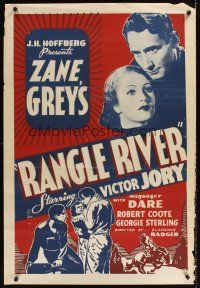 9k005 RANGLE RIVER 1sh '39 from Zane Grey's novel, Victor Jory, Margaret Dare!