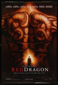9k596 RED DRAGON teaser DS 1sh '02 Anthony Hopkins, Edward Norton, cool tattoo image!