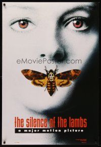 9k647 SILENCE OF THE LAMBS style A teaser DS 1sh '91 image of Jodie Foster with moth over mouth!