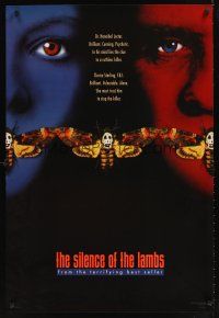 9k648 SILENCE OF THE LAMBS style C teaser 1sh '91 Foster & Hopkins both w/ moths over mouths!