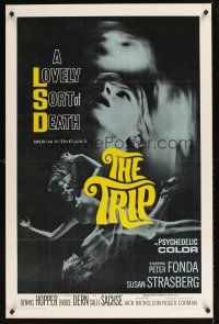 9k738 TRIP 1sh '67 AIP, written by Jack Nicholson, LSD, wild sexy psychedelic drug image!