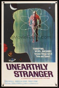9k749 UNEARTHLY STRANGER 1sh '64 cool art of weird macabre unseen thing out of time & space!