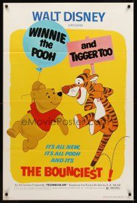 9k788 WINNIE THE POOH & TIGGER TOO 1sh '74 Walt Disney, characters created by A.A. Milne!