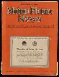 9m079 MOTION PICTURE NEWS exhibitor magazine Nov 17, 1917 Mary Pickford, Barrymore, Theda Bara