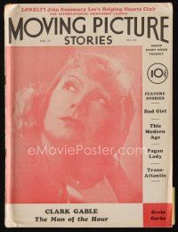 9m144 MOVING PICTURE STORIES magazine November 17, 1931 Greta Garbo, Clark Gable - Man of the Hour!