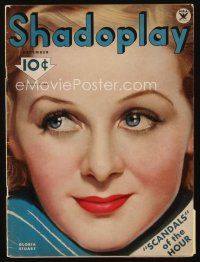 9m151 SHADOPLAY magazine December 1933 super close art portrait of Gloria Stuart by Earl Christy!