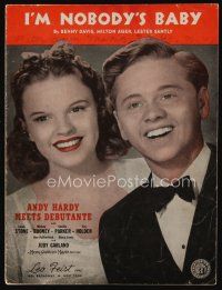 9m398 ANDY HARDY MEETS DEBUTANTE sheet music '40 Mickey Rooney, Judy Garland, I'm Nobody's Baby!
