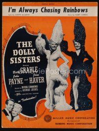 9m406 DOLLY SISTERS sheet music '45 sexy Betty Grable & June Haver, I'm Always Chasing Rainbows!