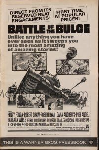 9m250 BATTLE OF THE BULGE pressbook '66 Henry Fonda, Robert Shaw, cool World War II tank art!