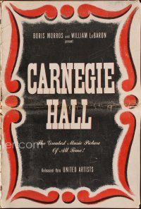 9m254 CARNEGIE HALL pressbook '47 Edgar Ulmer's mightiest music event the screen has ever known!