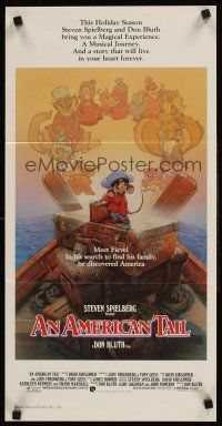 9p448 AMERICAN TAIL Aust daybill '86 Steven Spielberg, different art of Fievel by Drew Struzan!