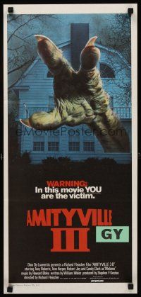 9p450 AMITYVILLE 3D Aust daybill '83 cool image of huge monster hand reaching from house!