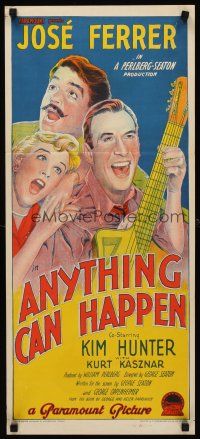 9p457 ANYTHING CAN HAPPEN Aust daybill '52 Jose Ferrer, Kim Hunter, Richardson Studio art!