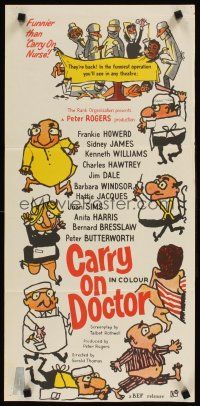 9p542 CARRY ON DOCTOR Aust daybill '67 sexiest English hospital nurses, wacky operation artwork!
