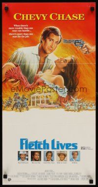 9p631 FLETCH LIVES Aust daybill '89 Chevy Chase, Julianne Phillips, Gone With the Wind parody art!