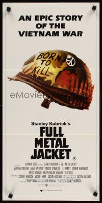 9p641 FULL METAL JACKET Aust daybill '87 Stanley Kubrick bizarre Vietnam War movie, art by Castle!