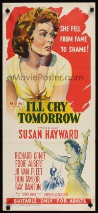 9p704 I'LL CRY TOMORROW Aust daybill R60s art of Susan Hayward in her greatest performance!